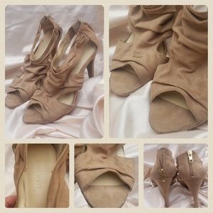 Tan Suede Nine West Heeled Sandals